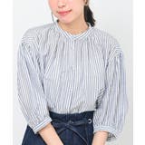 ストライプ | テンセル綿麻バンドカラー7分袖シャツ | rps