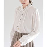 オフホワイト | ネル起毛多釦襟フリルブラウス | rps