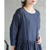 ウエスト切替７分袖デニムギャザーワンピース | rps | 詳細画像5 