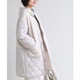 アイボリー | ボア×ウェーブキルト切替ノーカラーコート | rps