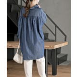 リボン袖デニムシャツチュニック | rps | 詳細画像12