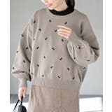 ベージュ | リボン刺繍スポンジニットプルオーバー | rps
