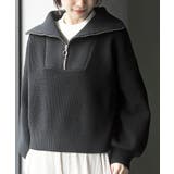 ブラック | フロントＺＩＰフェイクニットプルオーバー | rps