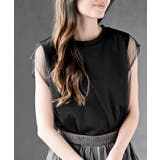 ブラック | チュールレイヤードノースリブＴｅｅ | rps