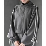 CHACグレー | リボン袖スエードポンチトラックジャケット | rps