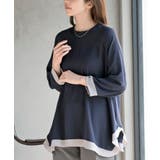 ネイビー | ふちどり配色ブラウス | rps