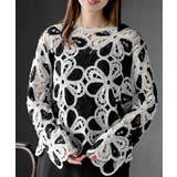 ブラック | カギ針花柄プルオーバー | rps