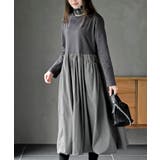 異素材切替バルーンワンピース | rps | 詳細画像1 