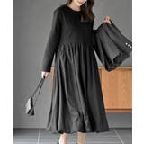 ブラック | 異素材切替バルーンワンピース | rps