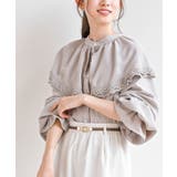 グレージュ | ケープ衿キャンディー袖ブラウス | rps