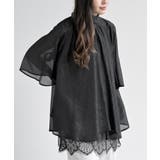 ブラック | シフォン楊柳バックリボンフレアー袖ブラウス | rps
