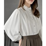 オフホワイト | 多釦ハイネックブラウス | rps