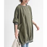 カーキ | ピーチ起毛リブ使いゆったりチュニック | rps