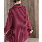 ボルドー | ＢＡＣＫプリーツスキッパーブラウス | rps