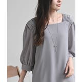 スクエアーネックギャザー５分袖ブラウス | rps | 詳細画像14 