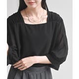 スクエアーネックギャザー５分袖ブラウス | rps | 詳細画像21 