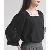 スクエアーネックギャザー５分袖ブラウス | rps | 詳細画像22 