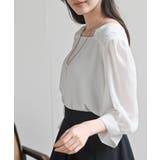 スクエアーネックギャザー５分袖ブラウス | rps | 詳細画像7 