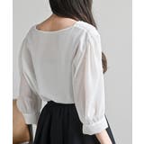 スクエアーネックギャザー５分袖ブラウス | rps | 詳細画像8 