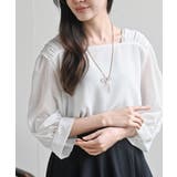 オフホワイト | スクエアーネックギャザー５分袖ブラウス | rps