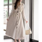 ベージュ | オープンカラージレワンピース | rps