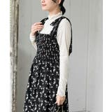 デシンプリントシャーリング肩リボンワンピース | rps | 詳細画像17 