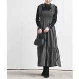 グレー | デシンプリントシャーリング肩リボンワンピース | rps