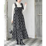 ブラック | デシンプリントシャーリング肩リボンワンピース | rps