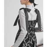 リボン柄プリントシャーリング肩リボンワンピース | rps | 詳細画像17 