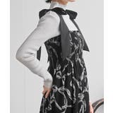 リボン柄プリントシャーリング肩リボンワンピース | rps | 詳細画像18 