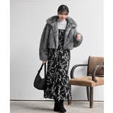 リボン柄プリントシャーリング肩リボンワンピース | rps | 詳細画像20 