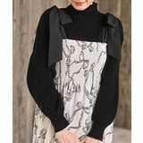 リボン柄プリントシャーリング肩リボンワンピース | rps | 詳細画像6 