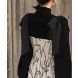 リボン柄プリントシャーリング肩リボンワンピース | rps | 詳細画像8 