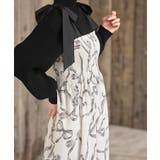 リボン柄プリントシャーリング肩リボンワンピース | rps | 詳細画像9 