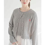 リボン刺繍ケーブル編み長袖クルーネックニットカーディガン | rps | 詳細画像14 