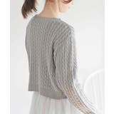 リボン刺繍ケーブル編み長袖クルーネックニットカーディガン | rps | 詳細画像16 