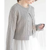 リボン刺繍ケーブル編み長袖クルーネックニットカーディガン | rps | 詳細画像17 