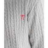 リボン刺繍ケーブル編み長袖クルーネックニットカーディガン | rps | 詳細画像18 
