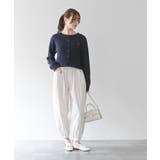 リボン刺繍ケーブル編み長袖クルーネックニットカーディガン | rps | 詳細画像19 