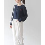 リボン刺繍ケーブル編み長袖クルーネックニットカーディガン | rps | 詳細画像20 