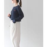 リボン刺繍ケーブル編み長袖クルーネックニットカーディガン | rps | 詳細画像21 