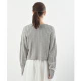 リボン刺繍ケーブル編み長袖クルーネックニットカーディガン | rps | 詳細画像28 