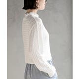 リボン刺繍ケーブル編み長袖クルーネックニットカーディガン | rps | 詳細画像9 