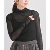 ブラック | フロッキードットチュールハイネックプルオーバー | rps