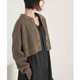 ブラウン | 襟付きニットショートカーディガン | rps