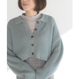 サックス | 襟付きニットショートカーディガン | rps