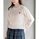 ハート刺繍ケーブルニットクルーネックカーディガン | rps | 詳細画像15 