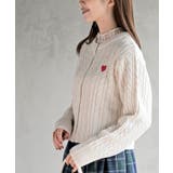 ハート刺繍ケーブルニットクルーネックカーディガン | rps | 詳細画像16 