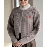 ハート刺繍ケーブルニットクルーネックカーディガン | rps | 詳細画像24 