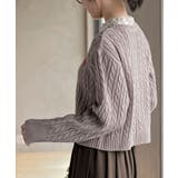 ハート刺繍ケーブルニットクルーネックカーディガン | rps | 詳細画像25 